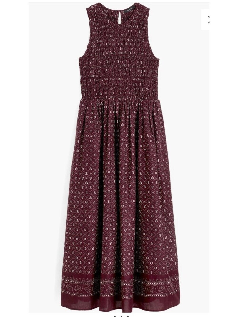Madewell The Melody Smocked Cotton Midi Dress Daisy Print Large Dusty Plum - Picture 4 of 4